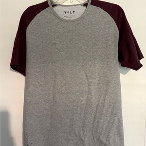 BYLT Basics Gray and Burgundy Short Sleeve Tee